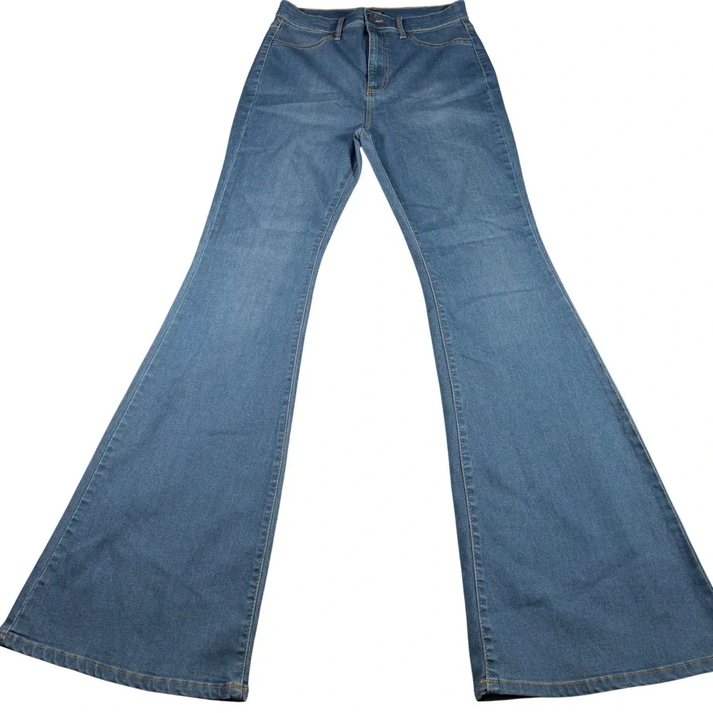 Fashion Nova Flare Jeans Womens 11‎ (28x34) Blue Deep In My Soul High Waisted